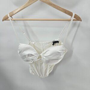 Windsor White Satin Bustier Corset Top Size Small